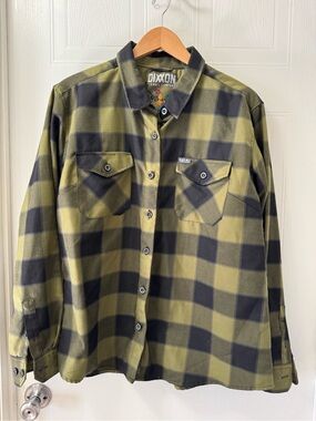 DIXXON Olive & Black Check Button-Up Shirt Jacket